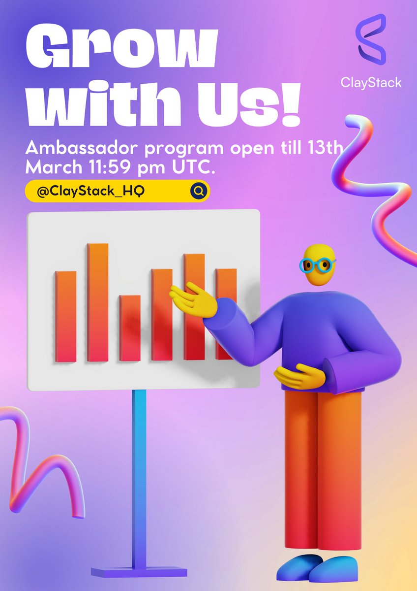 PradtanaTP's tweet photo. We just want to let you know that we will stop accepting applicants for season-2 of the ambassador program from 13th March 11:59 pm UTC.
If you havenโt already applied , hereโs the form: https://t.co/dMgxwNoYY6
@ClayStack_HQ
#ClayClan
#StakingReDeFined
#ClayStackAmbassador https://t.co/RGP3k8jK5h