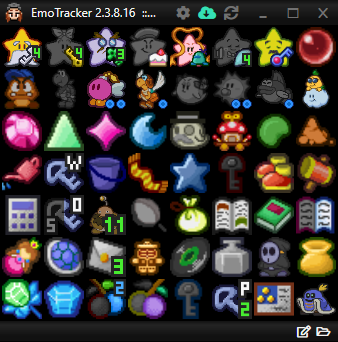 FoutonAD's tweet photo. Dear Paper Mario Rando players: I've made my tracker! Just search "Paper" in EmoTracker's pack installer.

Note: The degree card is 5 individual toggle items that changes which one is there when you right click. This isn't intuitive but that's all I could do to fit it. https://t.co/O08Vj3BWGj