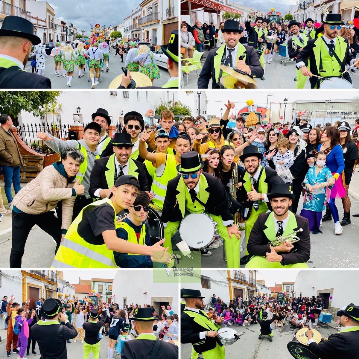 Presentamos nuestra primera actuación de hoy y último desfile de carnaval, celebrado en “Villarrasa”, (Huelva). Volvemos a esta bella localidad, para festejando así una vez más, la fiesta de Don Carnal 2022.

#CharangaDisonancia2022
#20añosdandolanota 
#Arribalosverdes