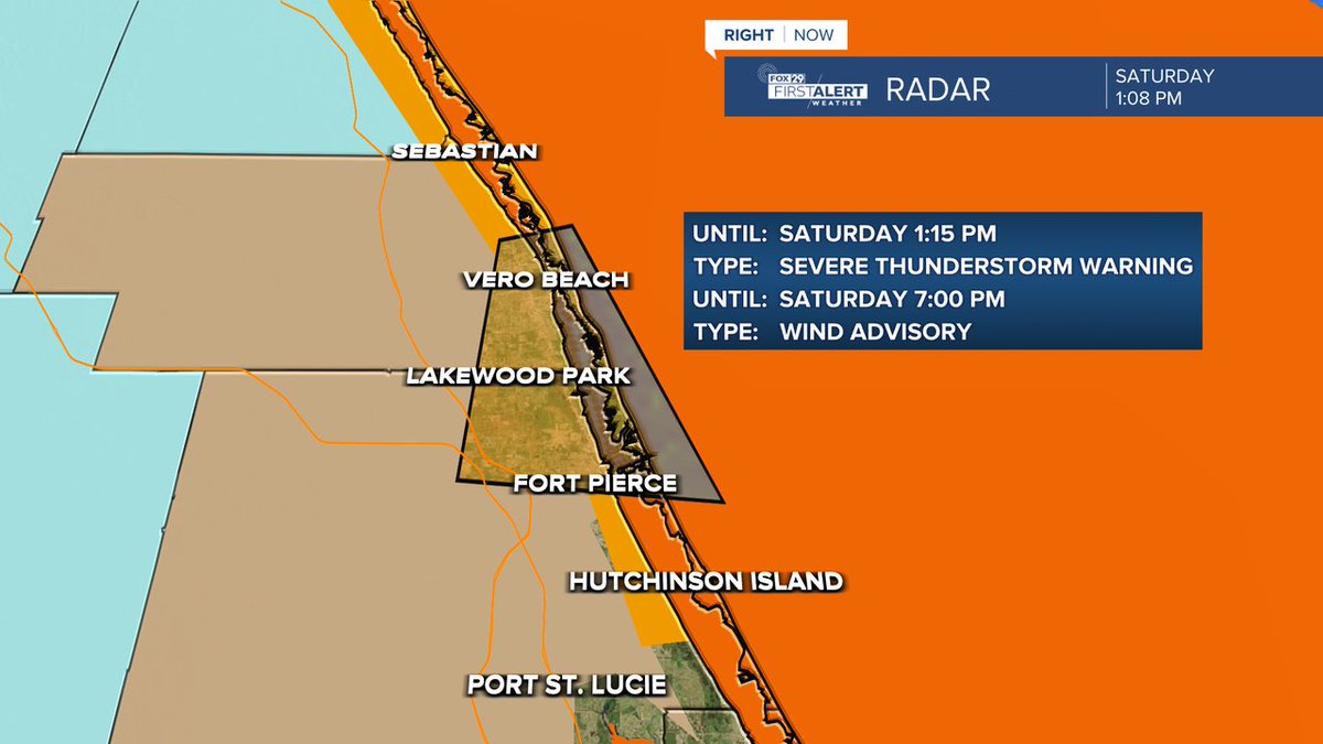 KateWentzelWX's tweet photo. Severe T-Storm Warning for St. Lucie, Indian River Counties. https://t.co/BvuV5yBP1X