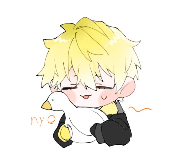 1boy male focus blonde hair white background closed eyes holding chibi  illustration images