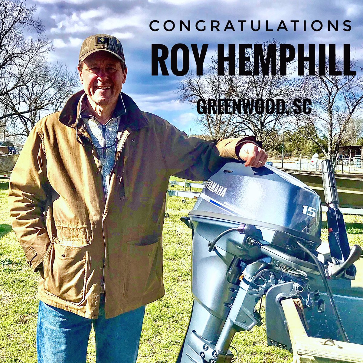 MuddyBayMarine's tweet photo. Roy Hemphill of Greenwood, SC with his new Yamaha F15 Repower. An avid fisherman & outdoorsman, Roy is ready for the springtime fun to begin! #LetsTakeItOutside
.
#5StarCertified
#MuddyBay #Duckmark
#MuddyBayOutdoors
#MuddyBayMarine #MuddyBayOutfitters
#MuddyBayMarineAndOutdoors https://t.co/m02VDAwcqc