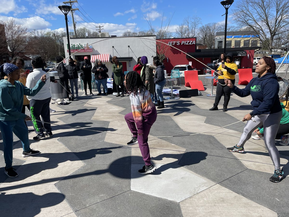 The ribbon has been cut &amp; <a href="/FivePointsPlaza/">Five Points Plaza</a> is officially open! The programming today was awesome. I learned capoeira, did a little yoga and moved my body to some soca fit. And yes that is <a href="/JCSUniversity/">Johnson C. Smith U.</a> Pres. doing capoeira! Big thx to <a href="/WestEnd704/">historicwestendclt</a> residents, <a href="/CLTgov/">City of Charlotte</a> &amp; <a href="/knightfdn/">Knight Foundation</a>.