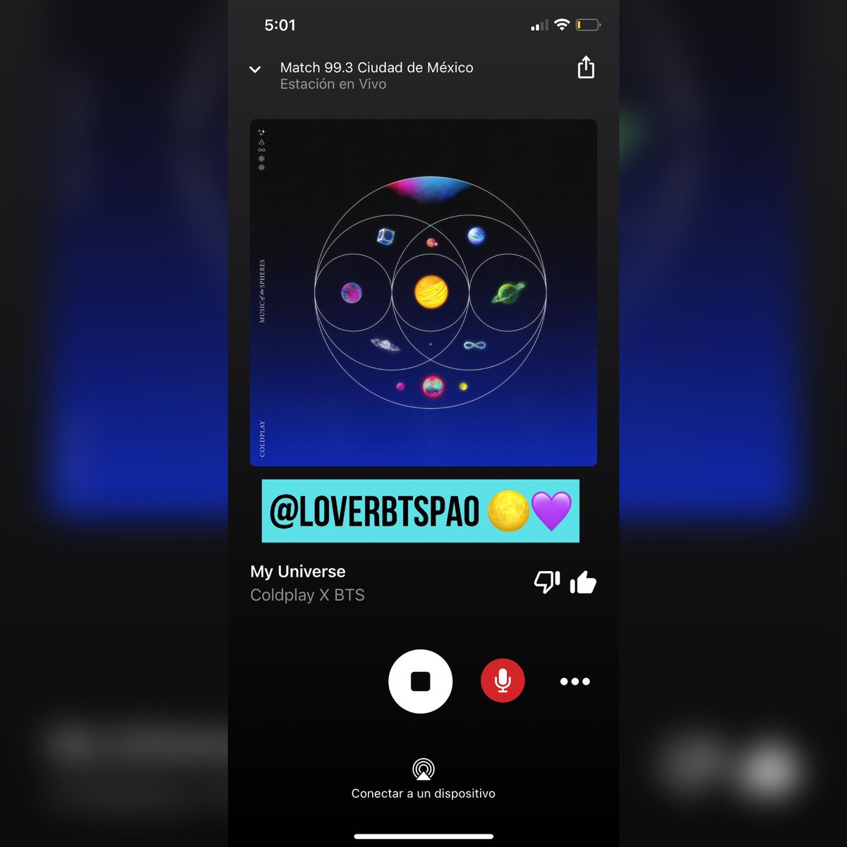 LoverBTSpao's tweet photo. Wuuuu! Y que suena #MyUniverse de @coldplay y @BTS_twt en el #24 del #ConteoMatch 🤩 amo amo amo!!! 

Muchas gracias @Jesschavarriav por presentar la canción y acompañarnos este día, es un gusto escuchar @MatchMxFM 

Sigamos votando ARMYYY 💜

@RadioRocket_ https://t.co/KaPKF7F0ZL
