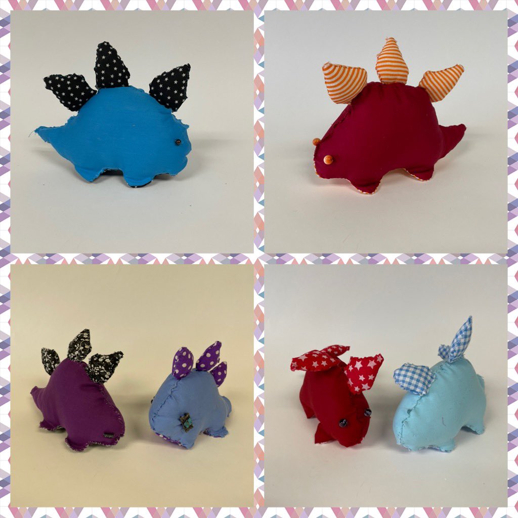 Ms_Martin_Art's tweet photo. They do move in herds! 8th graders finished stitching these plush stegosauruses just in time for Spring Break! https://t.co/GTgEPtdLFJ