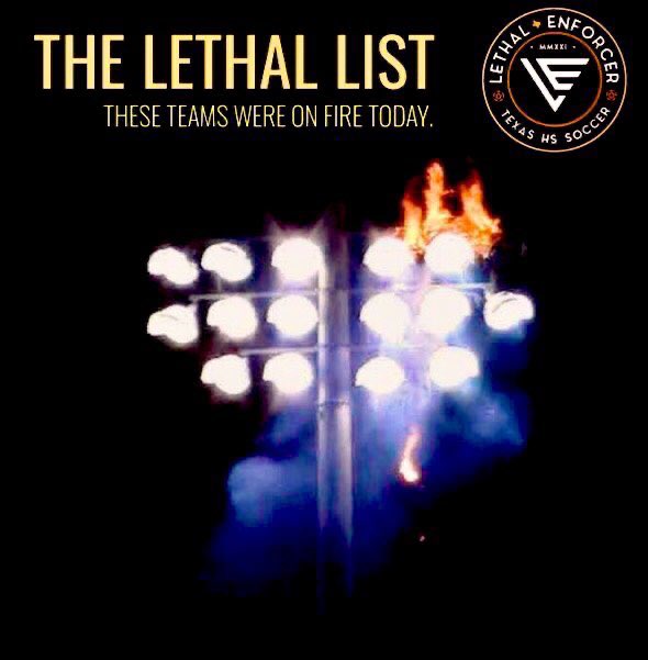 Coach Duque (@lethalsoccer) on Twitter photo 🔥SATURDAY LETHAL LIST🔥
<a href="/CHSLadySpartans/">Lady Spartan Soccer</a>
<a href="/SachseGirlsSoc/">Sachse Girls Soccer</a>
<a href="/ElCampoSoccer/">El Campo HS Soccer</a>
@BoysSoccerFHS
<a href="/WTWGirlsSoccer/">WTWGirlsSoccer</a>
<a href="/AHSLadiesFutbol/">Aldine Ladies Futbol</a>
<a href="/EHSLionSoccer/">Ennis Lion Soccer</a>
<a href="/JMHSoccer/">Marshall Boy's Soccer</a>
<a href="/SoccerDemonette/">DemonetteSoccer</a>
<a href="/LDBell_Soccer/">LD Bell Men's Soccer</a>
<a href="/Vipersoccer/">Vandegrift Men’s Soccer</a>
<a href="/StaffordSoccerV/">Spartan Pride</a>
<a href="/McCallumBoysSoc/">McCallum Boys’ Soccer</a>
<a href="/SRLadyTexans/">SRHS Lady Texan Soccer</a>
<a href="/mabanksoccer1/">Mabank Girls Soccer</a>
<a href="/LBJWolves/">LBJ Wolves Athletics</a>
<a href="/LHHSSoccerTX/">LHHS Soccer</a> 🔥SATURDAY LETHAL LIST🔥
<a href="/CHSLadySpartans/">Lady Spartan Soccer</a>
<a href="/SachseGirlsSoc/">Sachse Girls Soccer</a>
<a href="/ElCampoSoccer/">El Campo HS Soccer</a>
@BoysSoccerFHS
<a href="/WTWGirlsSoccer/">WTWGirlsSoccer</a>
<a href="/AHSLadiesFutbol/">Aldine Ladies Futbol</a>
<a href="/EHSLionSoccer/">Ennis Lion Soccer</a>
<a href="/JMHSoccer/">Marshall Boy's Soccer</a>
<a href="/SoccerDemonette/">DemonetteSoccer</a>
<a href="/LDBell_Soccer/">LD Bell Men's Soccer</a>
<a href="/Vipersoccer/">Vandegrift Men’s Soccer</a>
<a href="/StaffordSoccerV/">Spartan Pride</a>
<a href="/McCallumBoysSoc/">McCallum Boys’ Soccer</a>
<a href="/SRLadyTexans/">SRHS Lady Texan Soccer</a>
<a href="/mabanksoccer1/">Mabank Girls Soccer</a>
<a href="/LBJWolves/">LBJ Wolves Athletics</a>
<a href="/LHHSSoccerTX/">LHHS Soccer</a>