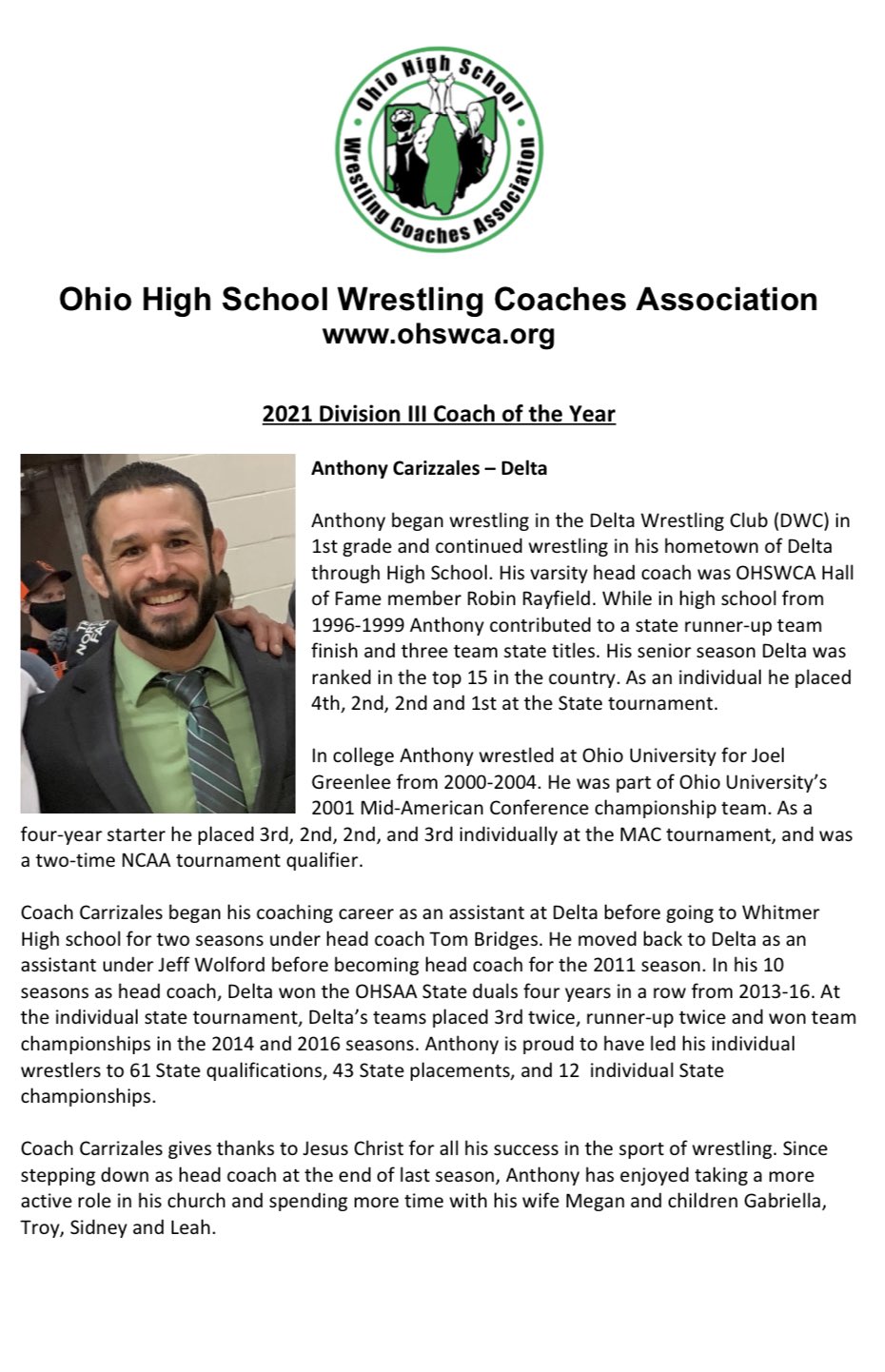 Delta Wrestling on Twitter "Coach “AC” has earned this award twice