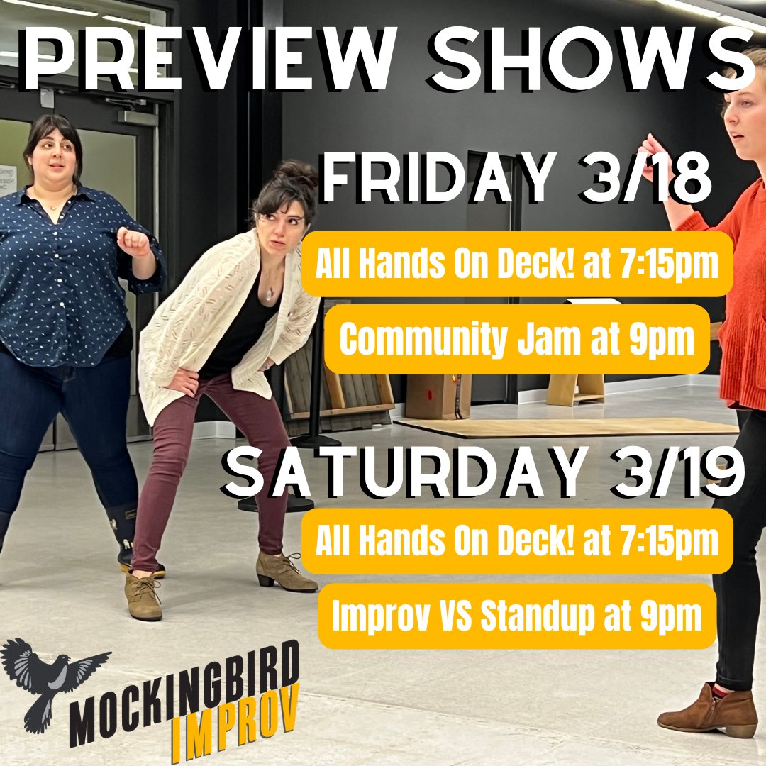 Mockingbirdprov's tweet photo. Shows are finally here! Starting this weekend, we're back to bringing you shows every Friday and Saturday night in @ArtsDistrictLS!  https://t.co/XcSWR9KxHH https://t.co/KEi1ZiiI0h