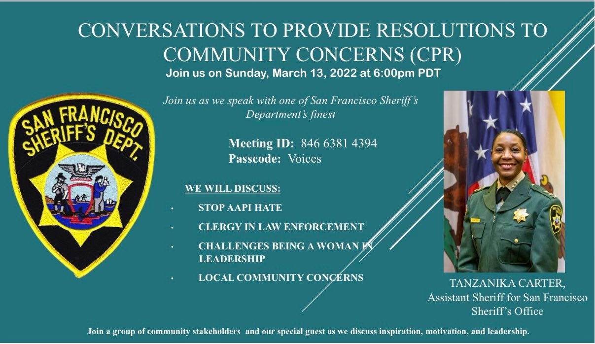NOBLE National Headquarters on Twitter: "Join the San Francisco / Bay Area  NOBLE Chapter via Zoom, Sunday, March 13, 2022 at 6:00 p.m. PT. Tanzanika  Carter, Assistant Sheriff for San Francisco Sheriff's