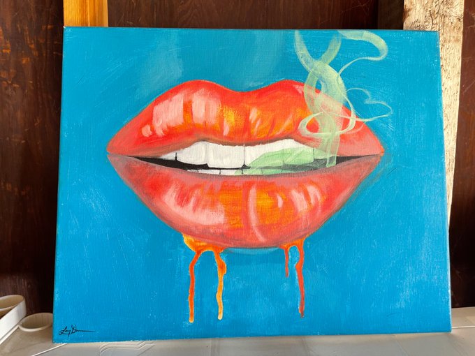 ✨ Getting rid of stuff, anyone want to buy this painting I did in 2011? Make me an offer! Send email<a href="/tag/purplehair"class="tags"><span>#purplehair</span></a>