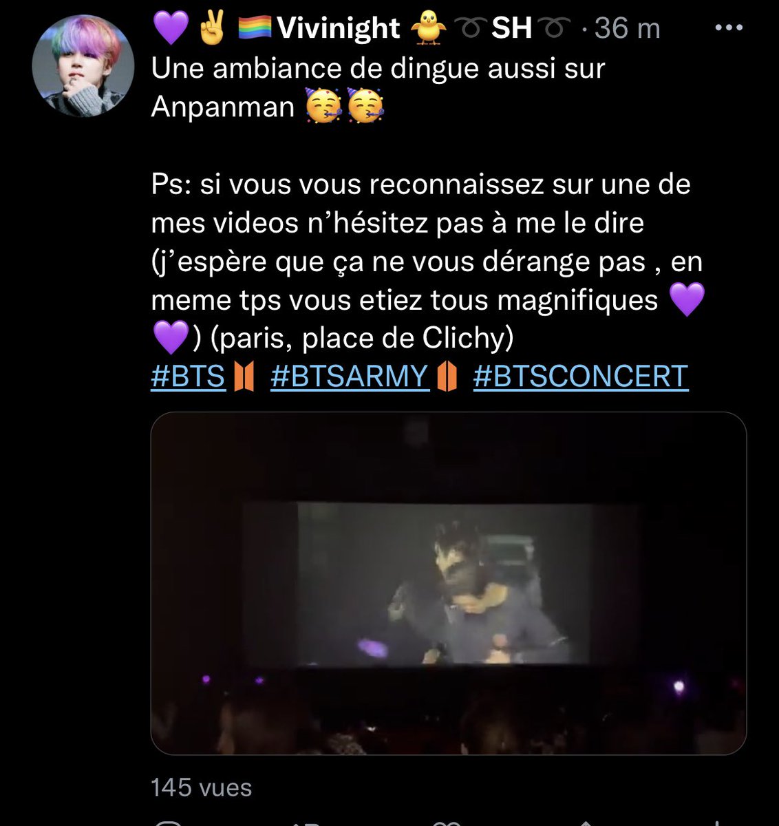 vivinight17's tweet photo. SVP🙏🏻 Aidez moi à retrouver les super Army qui etaient avec moi ce matin 🥳💜
Un p’tit rt en passant 🙏🏻 
PARIS, PLACE DE CLICHY (coté avenue) 
#BTS #BTSARMY  #PDTLIVEVIEWING  @BtsAssociation https://t.co/1xYxX39vlK