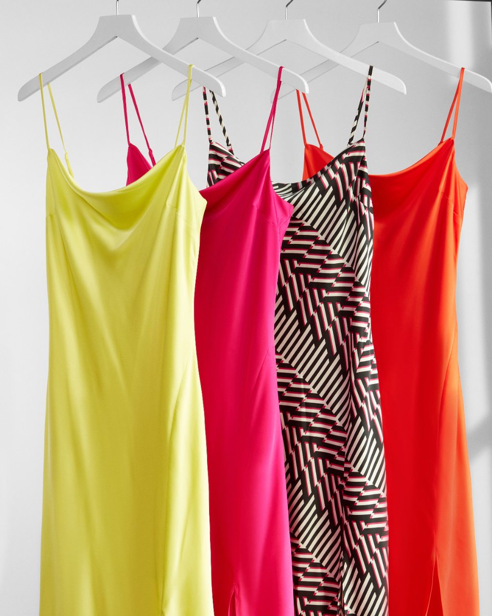express's tweet photo. This sustainable* dress has been getting all the 💙, so we made it in four new styles. 🌈 

*Made with 96% recycled fibers. 

Shop Now: https://t.co/9mfdE3JxYv https://t.co/wQbh72xhoB