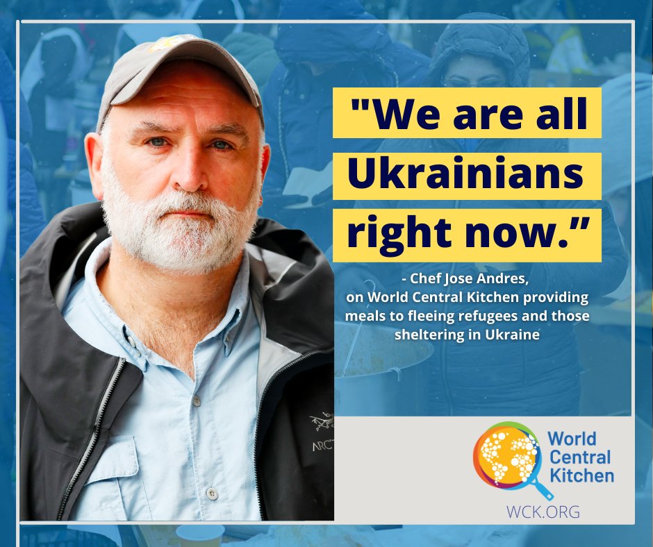 Our own local hero Chef Jose Andres and his team at World Central Kitchen are at it again on the frontlines providing meals to those in crisis -- this time feeding Ukrainians fleeing Putin’s scorched earth attacks. Learn how you can help: wck.org