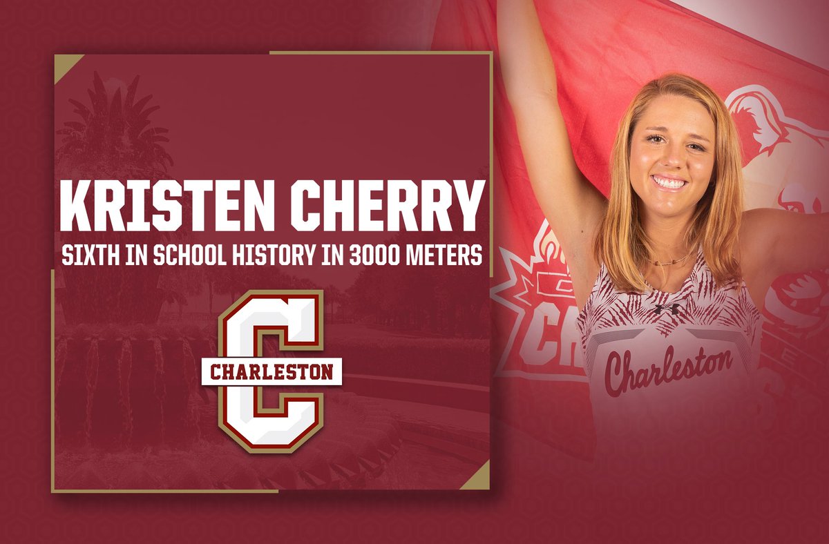 CofC_TFXC's tweet photo. Kristen Cherry runs into the record book at No. 6 in the 3000 meters with a time of 10:18.60. She finished third in a field of 37 runners. Also placing in the Top 10 on Saturday were Sophia Brown (sixth, 10:47.85) and Morgan Summey (ninth, 11:10.07). https://t.co/qXwz8la9F0