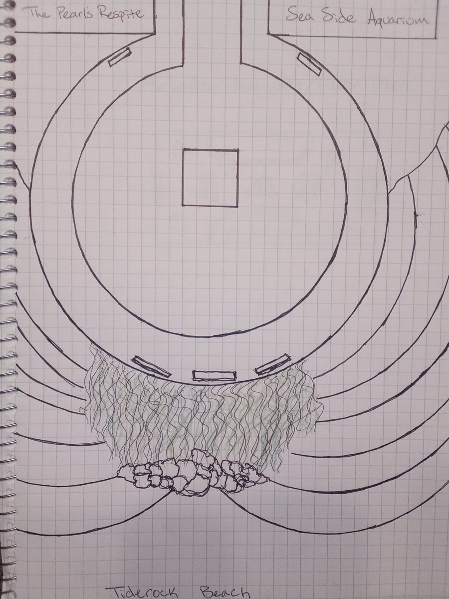 DnDBones's tweet photo. The turnaround at Tiderock Beach, boasting its massive kraken statue, hides a hidden causeway leading to a makeshift kobold nest. What lies beyond the crudely bored hole in the wall? Only time will tell. Msg me if you want to play this campaign! #dnd #ttrpg #rpg #dndmap #dndhelp https://t.co/JOmWmuNKHC