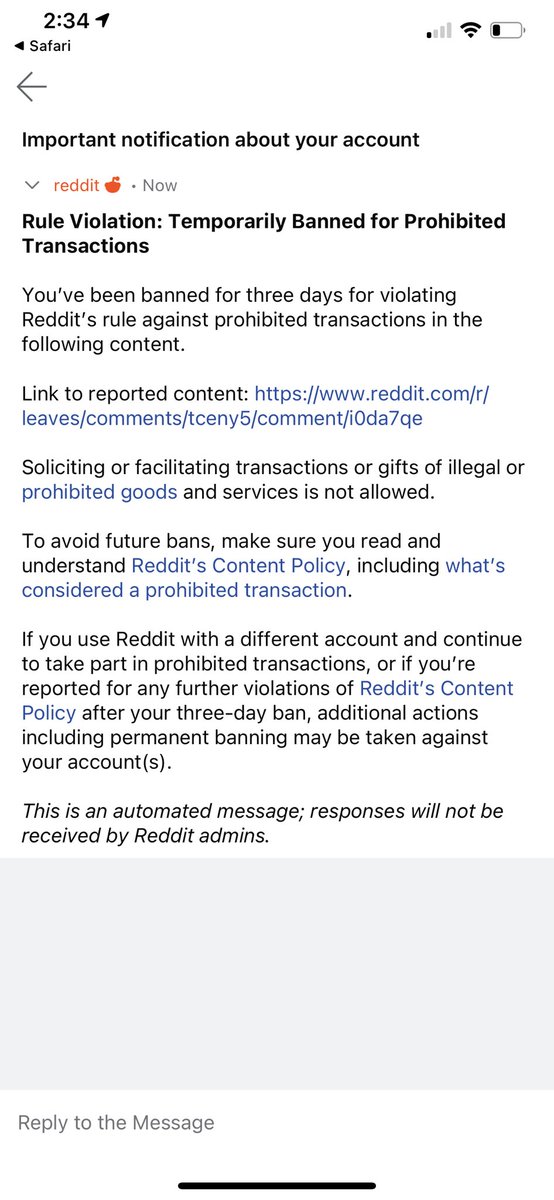 crnplays's tweet photo. @Reddit Hey I just got banned for “breaking rules” but I didn’t do anything… can you guys please take a look??? https://t.co/rGGWFPfhOJ