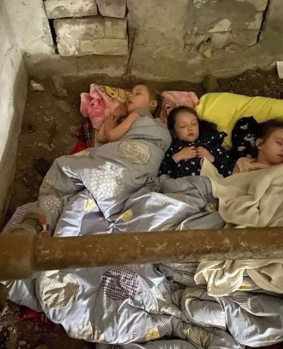perfiliev's tweet photo. How do you explain a war to them? How does one even begin to justify that they have to sleep in a dirty basement?... https://t.co/8ryBHpYTZ7