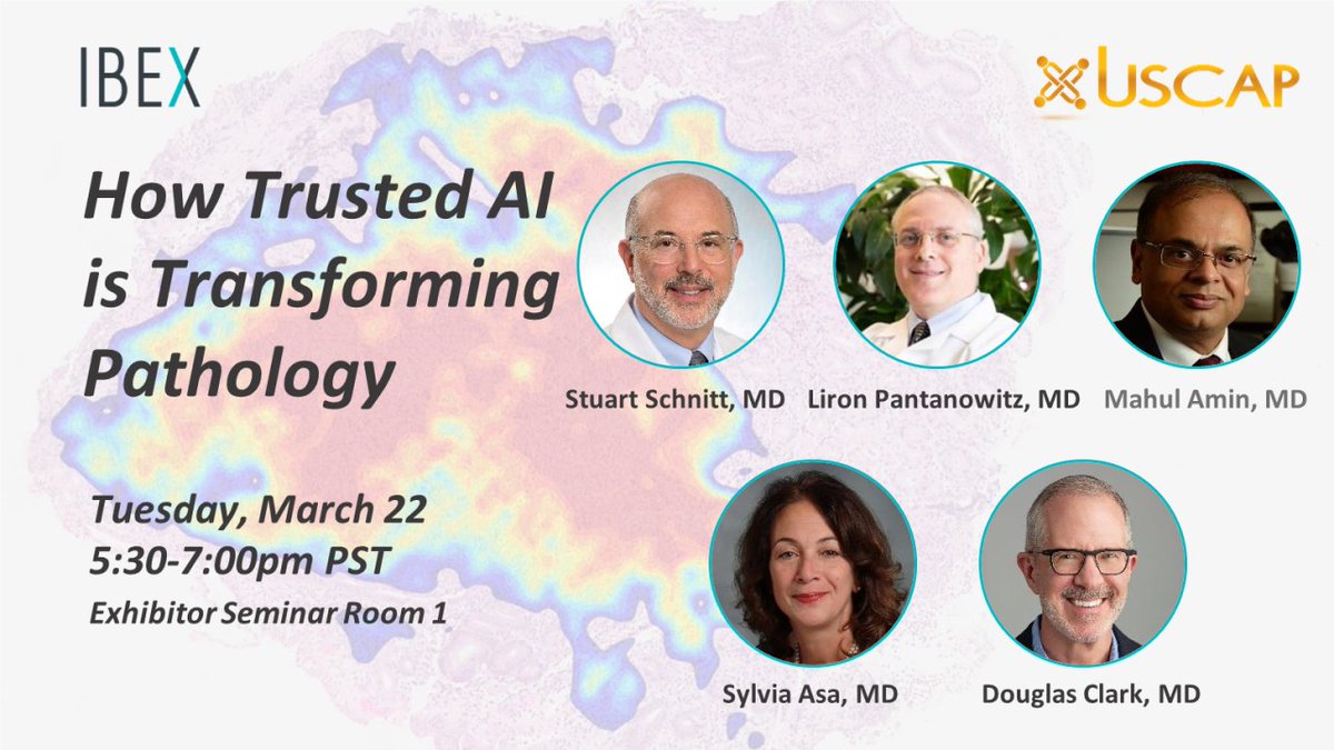 futurepathology's tweet photo. I'm very excited to moderate this star-studded @IbexMedAx  seminar at the upcoming #USCAP2022  meeting, where these world-renowned pathologists will share their visions for the future of #AI  in #pathology https://t.co/uoOs7Cr9IF