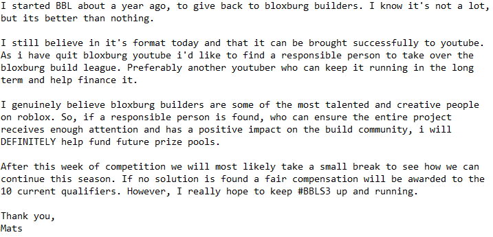 Statement from <a href="/Matsbxb/">MATS</a> surrounding #BBLS3 and the future: