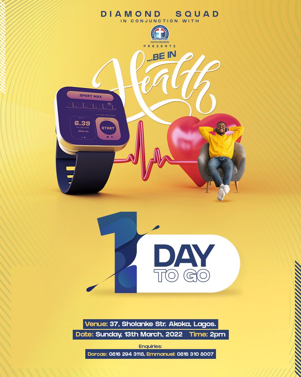 Dan_Ianaise's tweet photo. Tomorrowโs event is one which is mindful of every facet of your health (mental, physical, spiritual)
- A mini clinic; you can check your height, weight, BMI, Sugar level, Blood pressure etc.
-A practical therapeutic mental health session anchored by professionals.
#BeInHealth https://t.co/H1zhsaRy2u