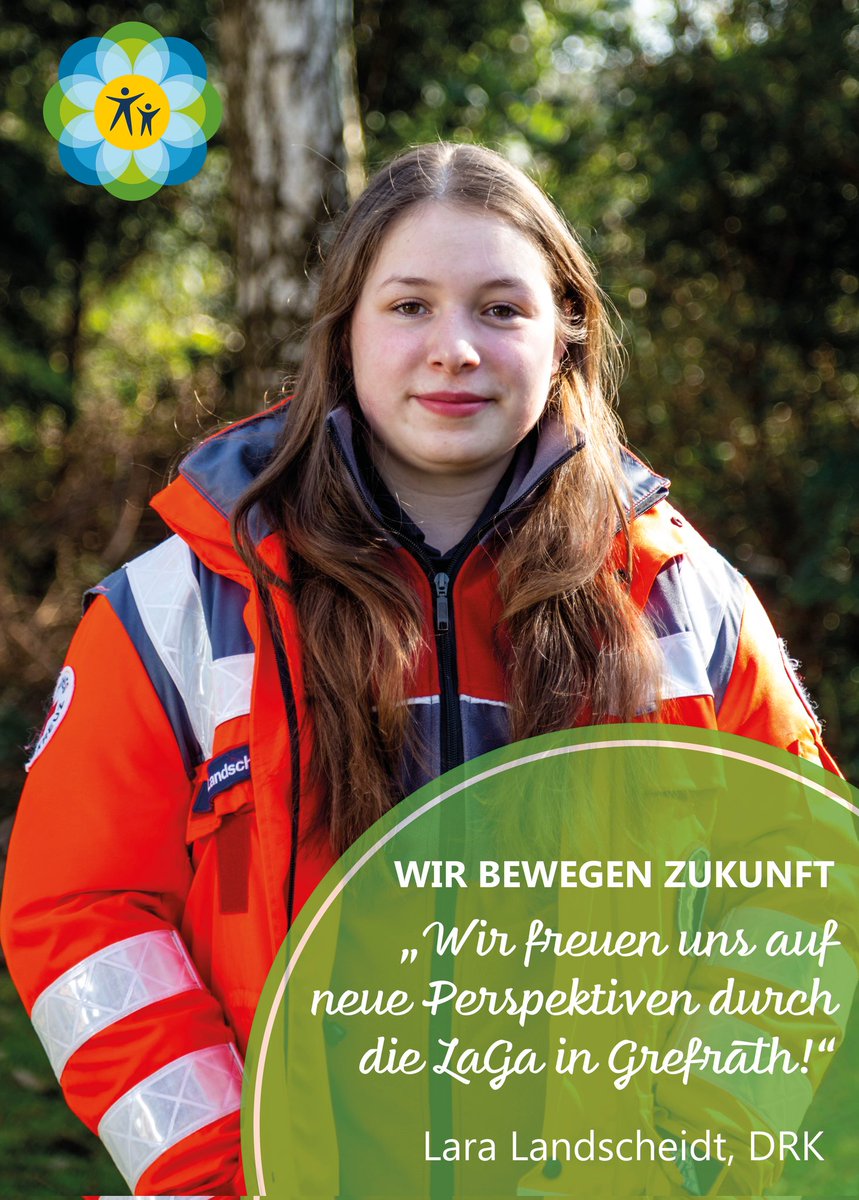 DRKGrefrath's tweet photo. Auch wir unterstützen die Bewerbung zur Landesgartenschau 2026. Lara ist eine unserer jüngsten Aktiven und seit gestern staatlich anerkannte Rettungssanitäterin. #grefrathkannlaga #grefrath #drk #landesgartenschau https://t.co/1qHXE4ccHQ