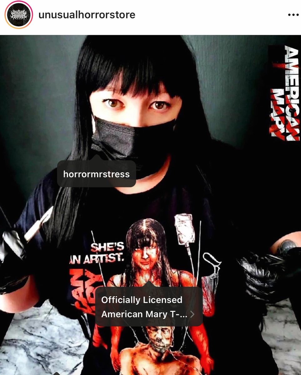 twisted_twins's tweet photo. “What was that? I couldn’t hear you because your mouth’s sewn shut.”

Epic Ten Year Anniversary American Mary Ts from the wonderful folks at @unusualhorrorstore! Get yours here - https://t.co/r172C9OIt1

#AmericanMary #horror https://t.co/XPoqrGbP4D