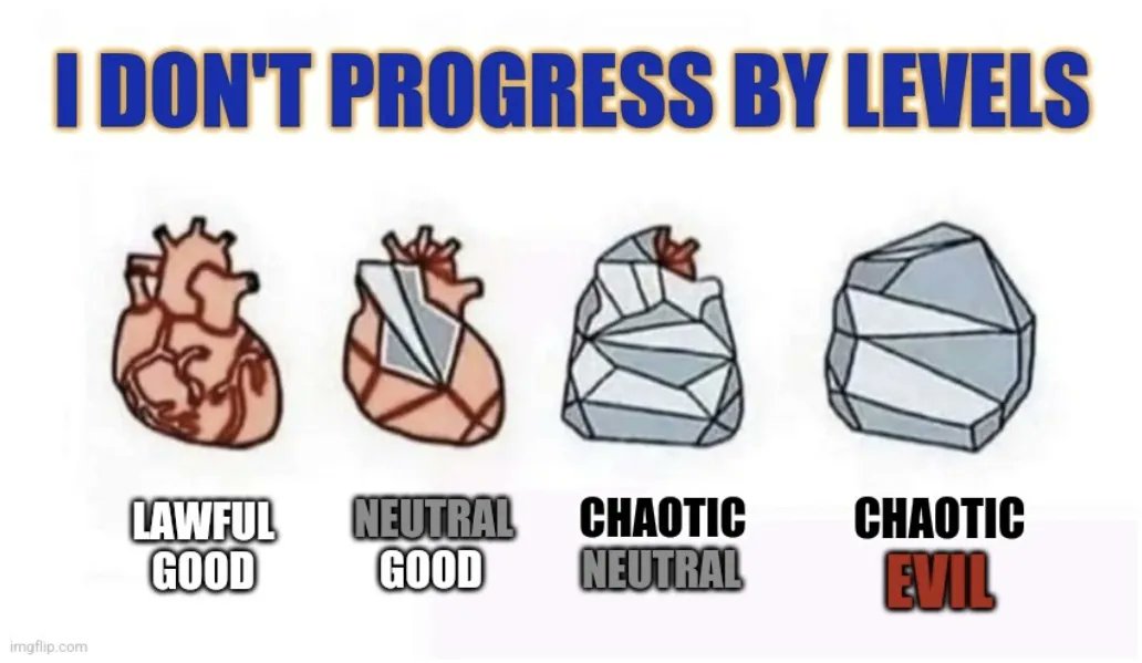 I Level through the Character Development of a Hardened Heart. After all if you give life a chance it can make you Evil!