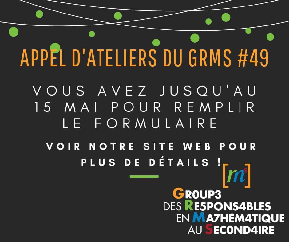 grmsmath's tweet photo. C’est le temps de proposer votre atelier! https://t.co/NKuEWdLvvX https://t.co/oNBMZM3hnZ