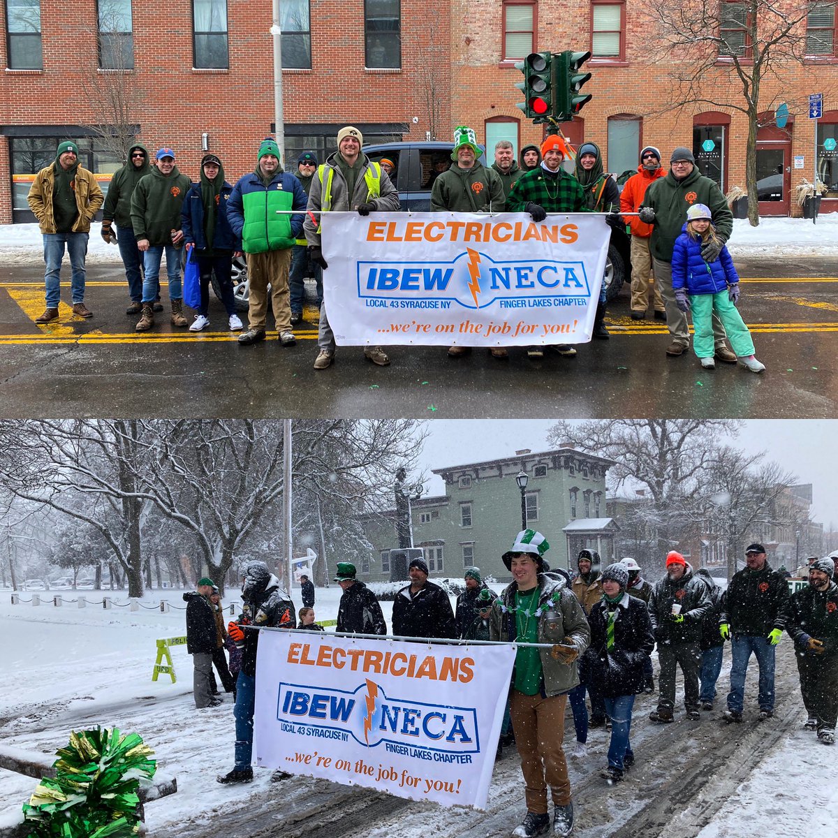 IBEW Local 43 members and their families showing their union pride and enjoying the Syracuse and Utica 
St. Patrick's Day Parades 2022!

IBEWLocal43OnTheMove!
#UnionStrong💪🏻🇺🇸
# UnionProud 🍀🍀