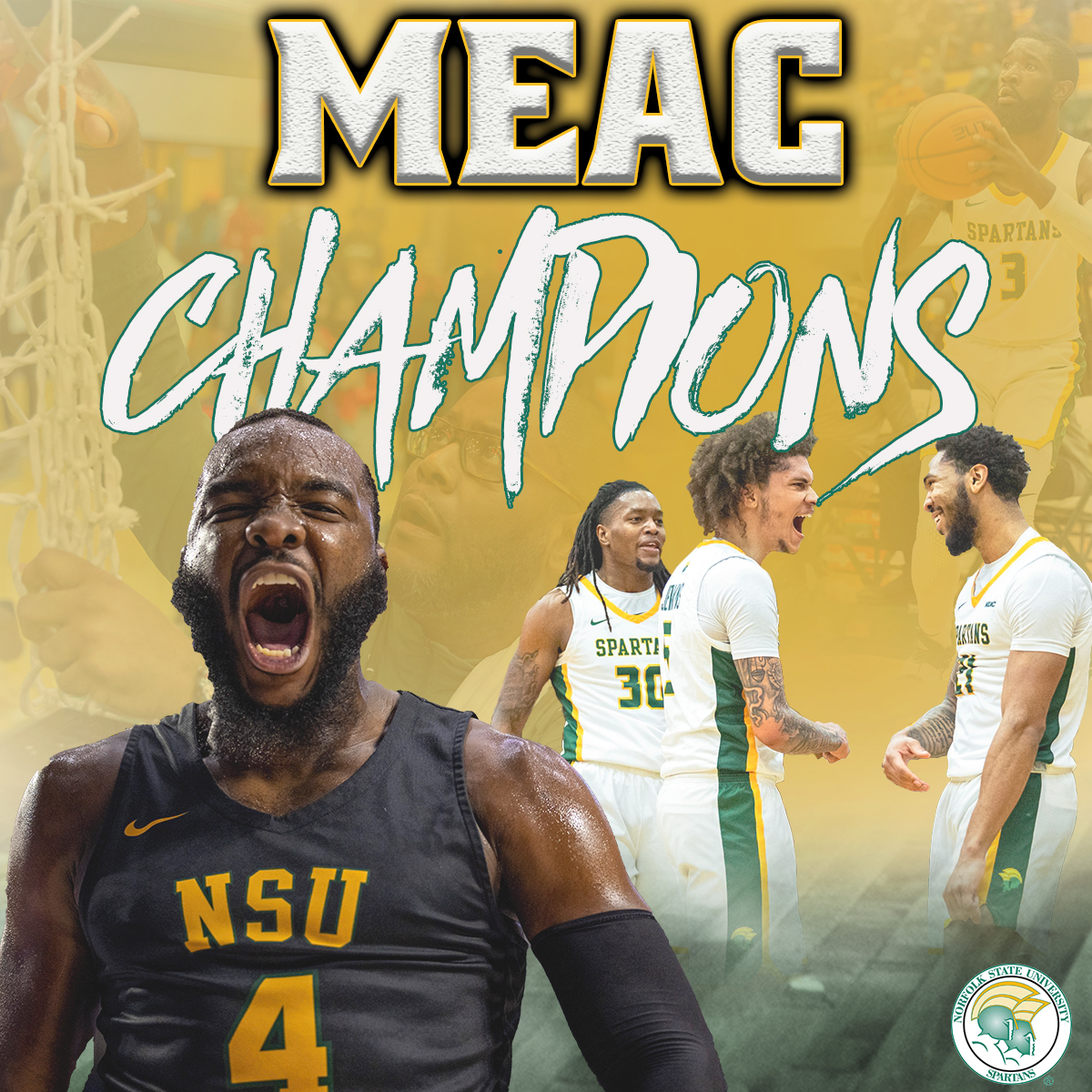 NSUSpartans's tweet photo. BACK. TO. BACK!

@NSU_BBall finishes the deal, topping Coppin State to win the 2022 MEAC title! 

We're dancing again on Park Ave!

FINAL | NSU 72, Coppin State 57

#SpartanStrong 💪 #BEHOLD #MarchMadness https://t.co/dnPWuIGh5p