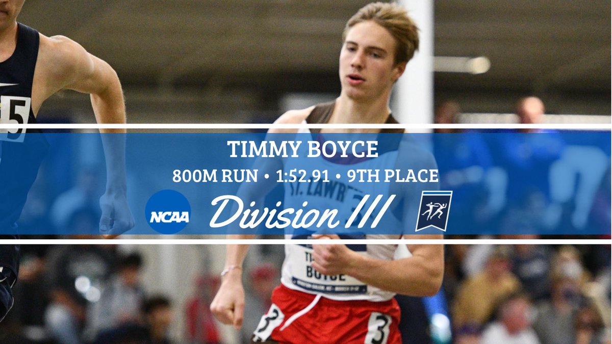 First-Year Timmy Boyce finished in 9th place in the 800m prelim on Friday at the @ncaadiii Indoor T&amp;F Championships. Timmy’s 1:52.91 eclipsed the former 800m program indoor record which stood for 20 years. A tremendous 1st collegiate indoor T&amp;F season for Timmy! #herewegoSAINTS