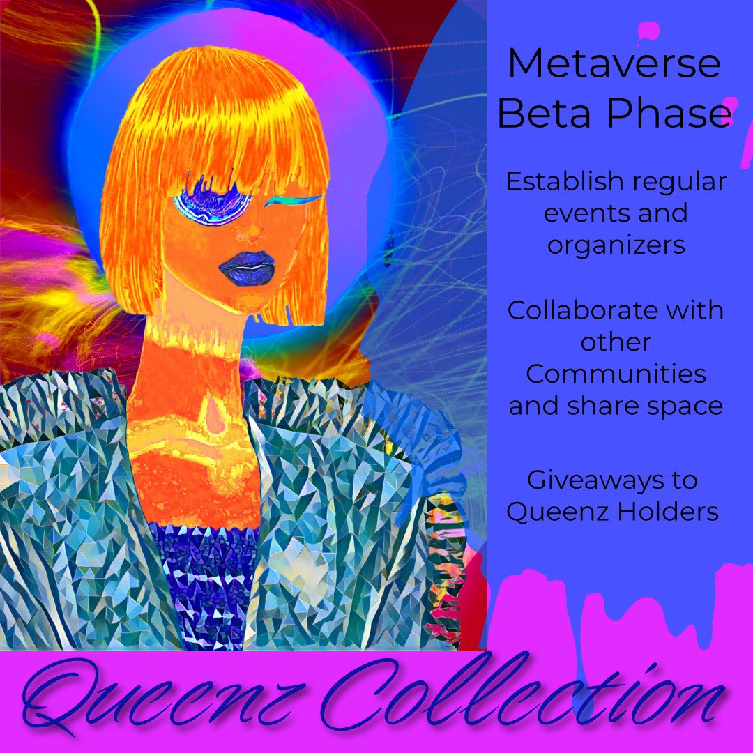 CollectQueenz's tweet photo. Our Metaverse Beta phase will be focused on finalizing the build and establishing collaborations with other communities. 

This phase will take place in late Summer 2022! 

#NFTs #Metaverse #Decentraland #NFTCommunity #NFTartist #WomenInNFTs https://t.co/za9O3Bs2Bz