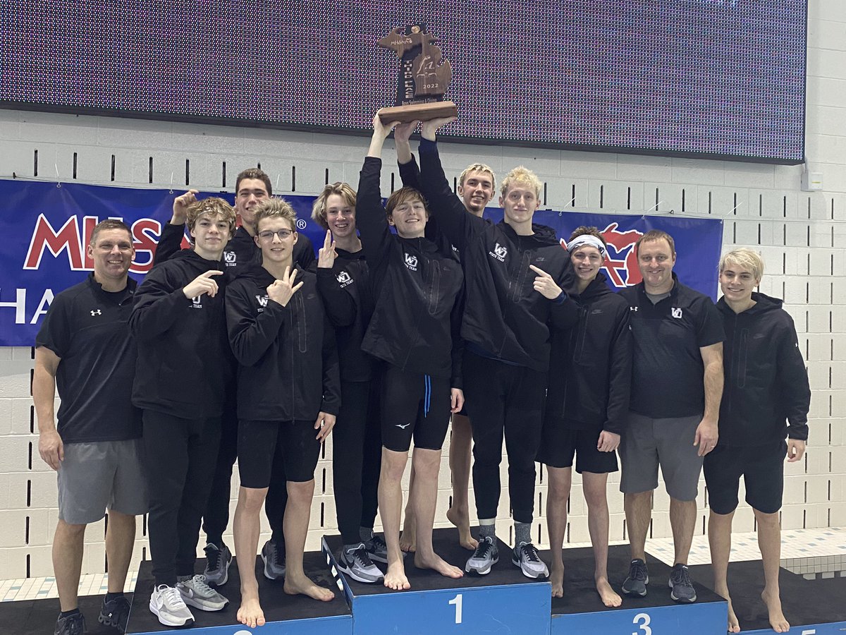 Another Mitten for the case today as Boys Swim and Dive finishes 3rd at the State Meet. #GoWO #29Sports1Team
