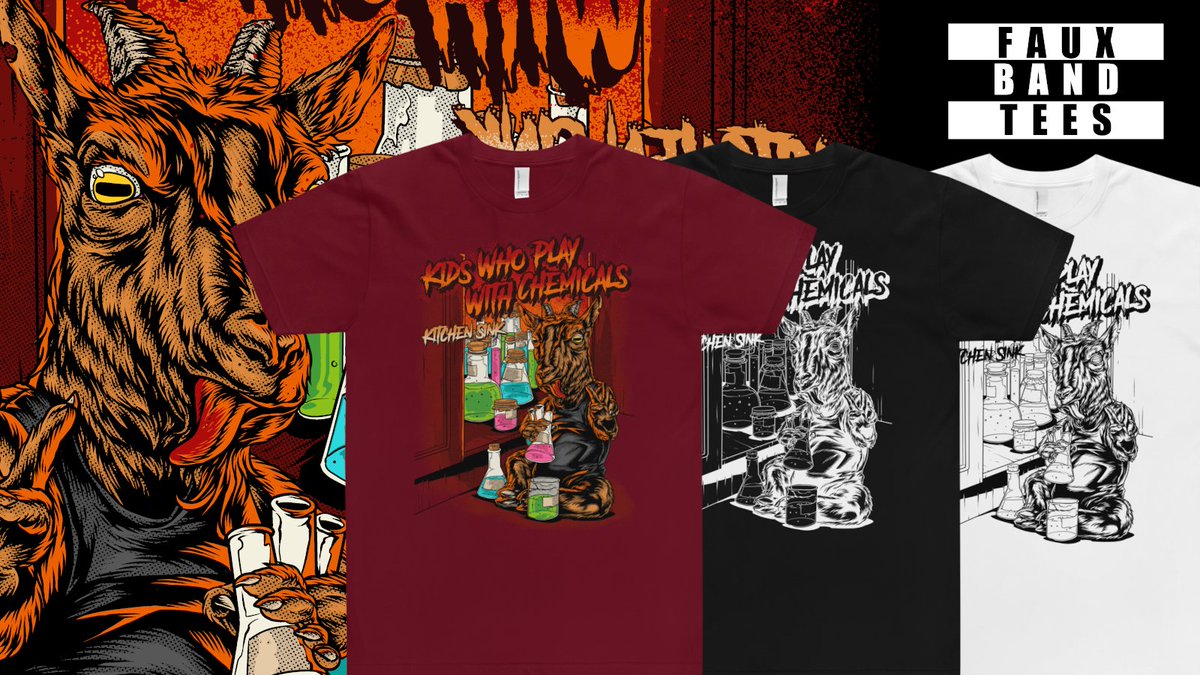 FauxBandTees's tweet photo. We're showcasing our fake band shirts again with a new look! First up is the acid rock band Kids Who Play and their mascot Randall the goat kid!!

check them out here -->
https://t.co/0wPyqja8DF

#metal #rock #punk #goth #bandshirt #noveltytee #bandtee #funny #90s #80s #70s #band https://t.co/Adt5kyUj7B