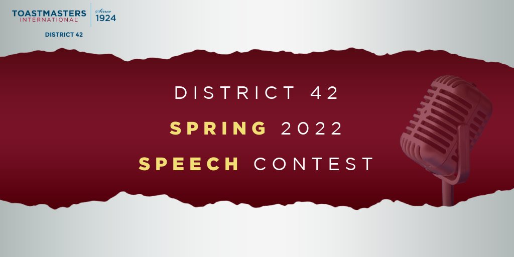 ToastmastersD42's tweet photo. D42 #Toastmasters continues the tradition of hosting Speech Contests.
Find out the dates and times for the Area contest here https://t.co/lG4dHt88QX
Best of luck contestants.
#District42 #SpeechContest #EvaluationContest https://t.co/Wp8dVWKPhN