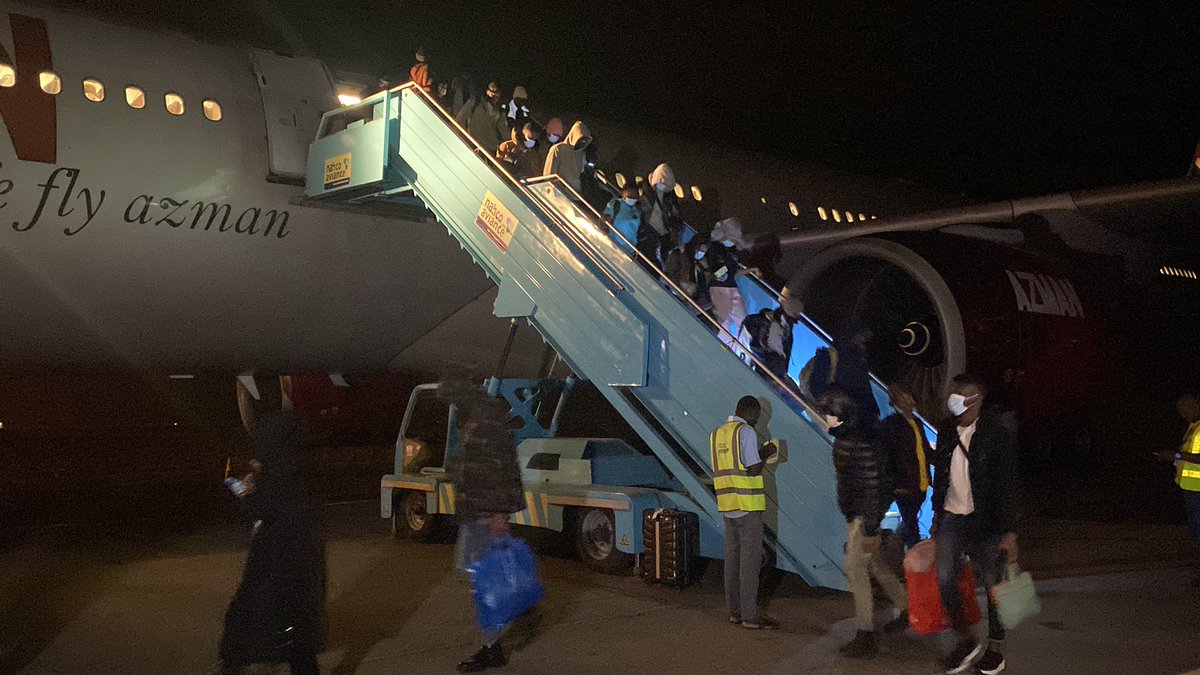 nidcom_gov's tweet photo. BREAKING:
EVACUATION:
Evacuation Flight AZM2351 @AzmanAir Nigerians from Budapest, Hungary arrive at the Nnamdi Azikiwe Int’l Airport today, Saturday, 12h March 2022 at 8:50 PM local time, the majority of which are the #SumyStudents from Ukraine.
@NigeriaGov
#Nigeriansinukraine https://t.co/yKnPRRwlEb