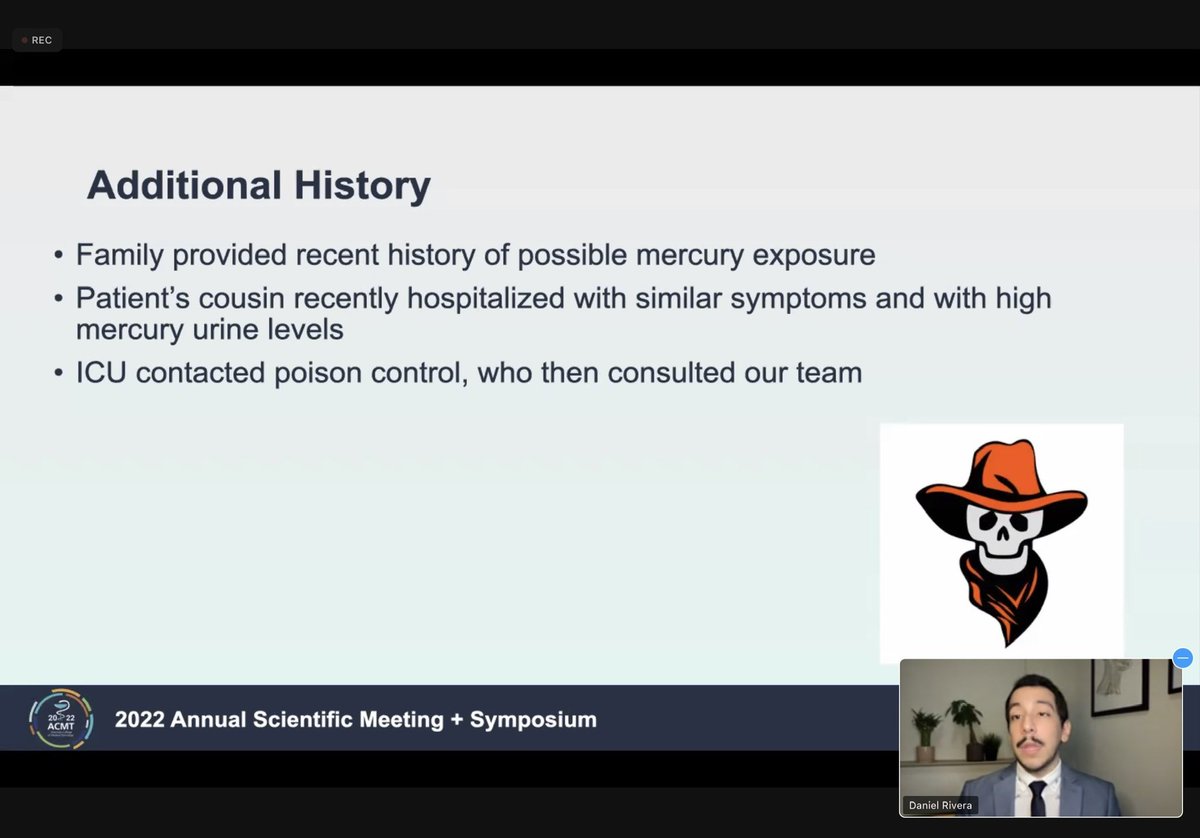DallasTXTox's tweet photo. Way to go Dan Rivera, great discussion of a difficult Mercury case. Also, love that logo 😉 #Dallastox @acmtmedtox #ACMT2022 https://t.co/du49RUWoW6