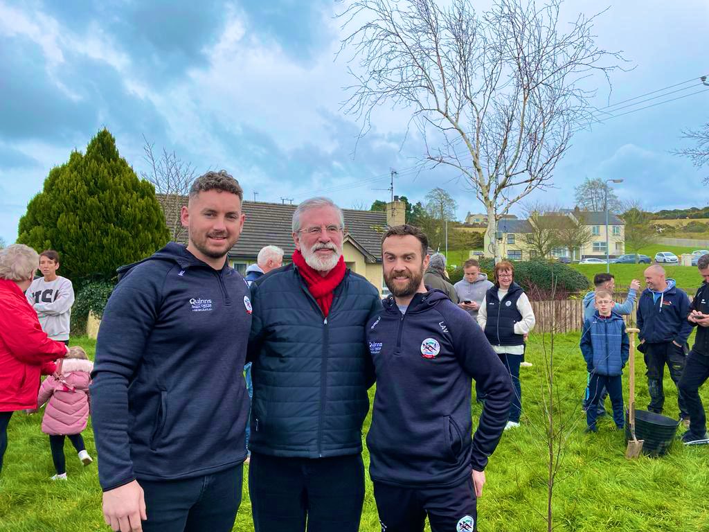 Always a pleasure meeting and listening to <a href="/GerryAdamsSF/">Gerry Adams</a> as he visited Kilcoo today to plant a Freedom Tree. <a href="/ConorLav14/">Conor Laverty</a>