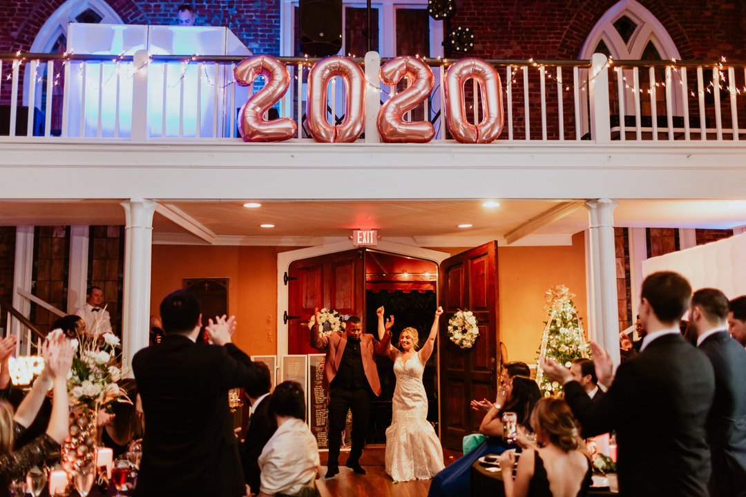 THIS is how you enter your reception!!! We partied like it was the last day of 2019...because it was! The groom even changed into a new jacket. We love when grooms have outfit changes. Sometimes it's their jacket, sometimes it's their shoes, sometimes it's their entire outfit.