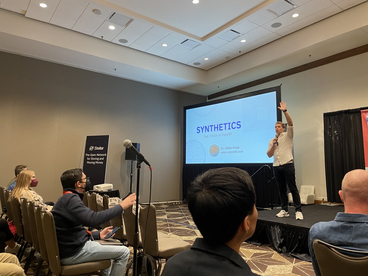 StellarOrg's tweet photo. CEO of @cakedefi @julianhosp on stage presenting about #DeFi, the revolutionary concept of digital ownership, and the beauty of a decentralized and open system at #SXSW. https://t.co/X1QSbJRrZd
