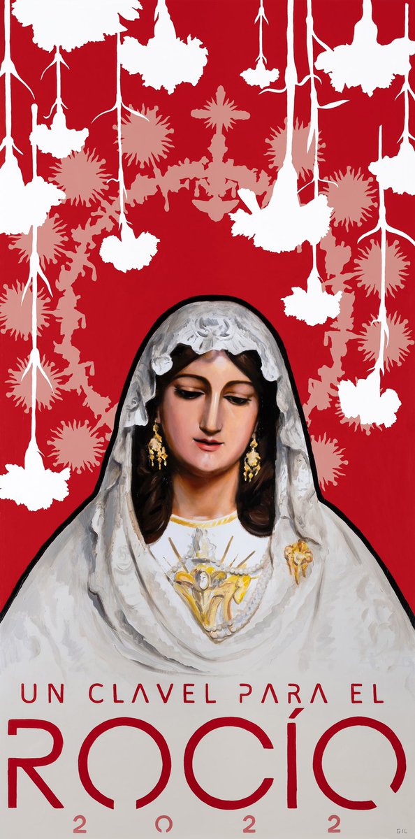 RociodeMalaga's tweet photo. ⚜️ Queda presentado el cartel de la XXXIX Exaltación ‘Un Clavel para el Rocío’ obra del joven hispalense D. Ricardo Gil (@ricardo___gil). 

#CofradíasMLG https://t.co/AkytJxoiWy