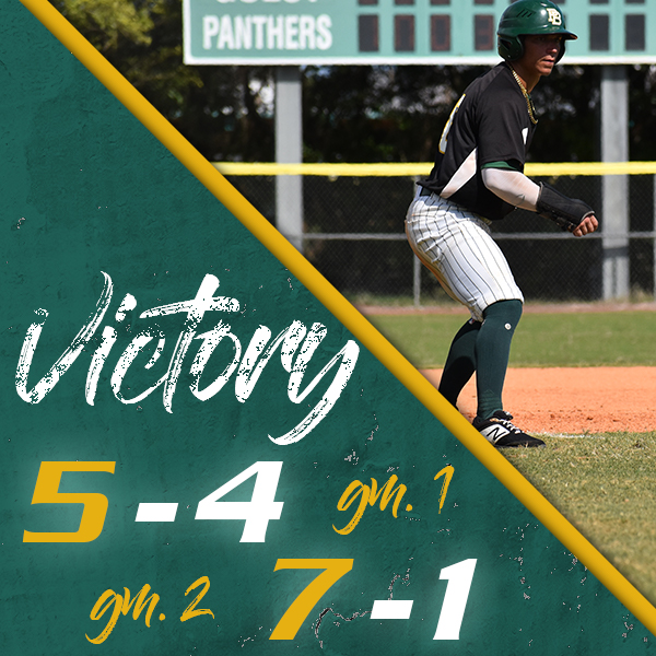 Panthers' Baseball earns wins 19 and 20 as they sweep a Saturday double-header against Florida State College at Jacksonville. 

Sean Arnal walks it off in game 1 on a single. Cody Little picks up the win.

We scored 5 in the 2nd in game 2. Michael Fortes goes the distance.