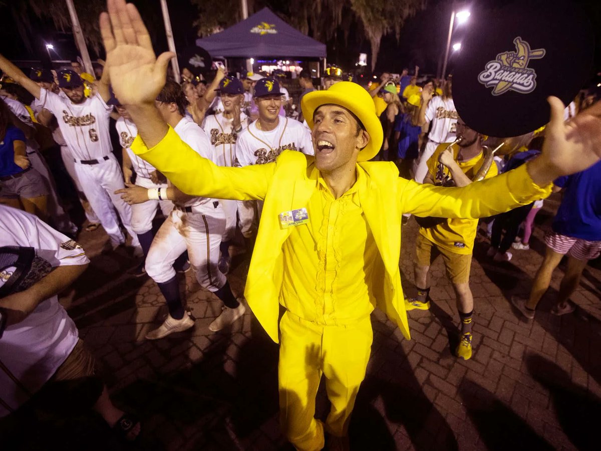 barstoolsports's tweet photo. The Savannah Bananas' Opening Night Looked Like The Most Fun You Could Ever Have On A Baseball Field https://t.co/dCLjc5BIed https://t.co/rQR8OPgpVE