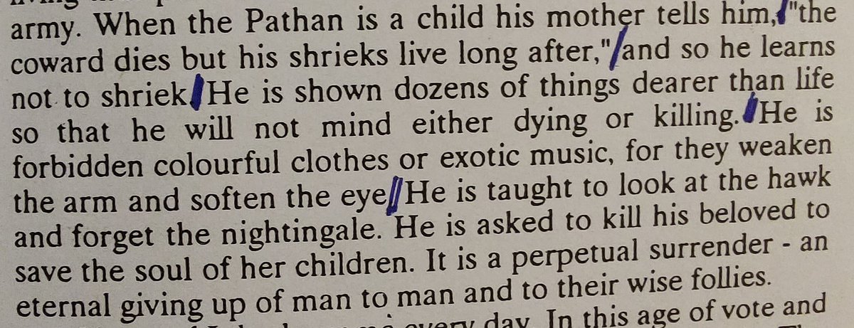 DiaryWaziristan's tweet photo. " A coward Dies but his shrieks live long after". ..He is taught to look at the hawk and forget the nightingale ..." He is asked to kill his beloved to save the soul of her children. It is a perpetual surrender ..... #ThePathans By #GhaniKhan https://t.co/Ig894sDxND