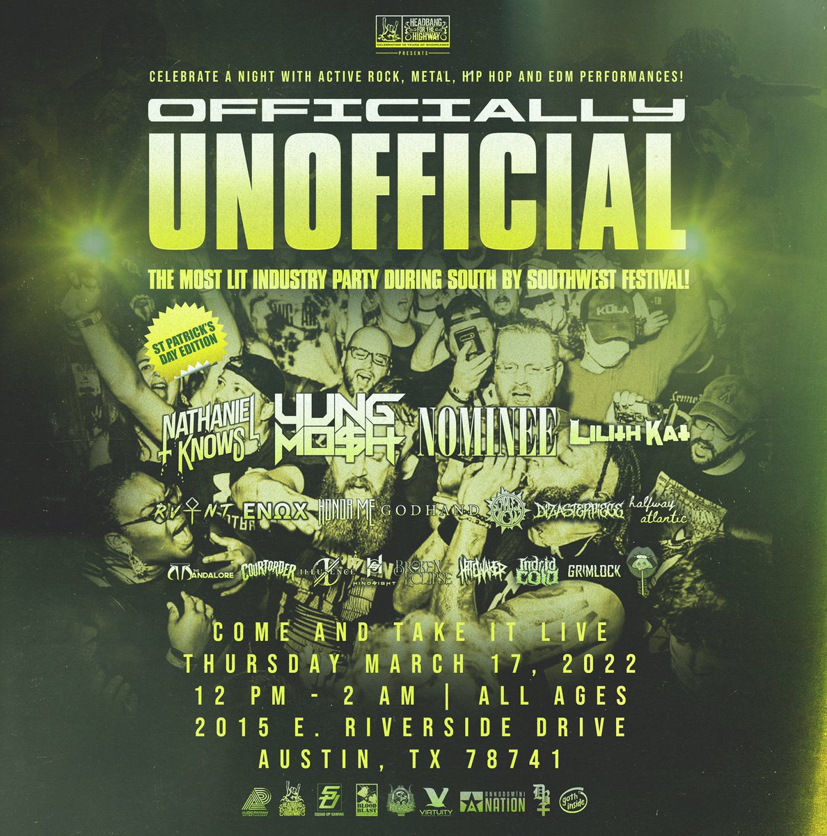 AudioPariahEnt's tweet photo. 🚨𝐎𝐅𝐅𝐈𝐂𝐈𝐀𝐋𝐋𝐘 𝐔𝐍𝐎𝐅𝐅𝐈𝐂𝐈𝐀𝐋 Don’t miss this epic industry showcase and party Thursday March 17🍀 12pm-2am during #SXSW at @catilive in Austin TX
#officiallyunofficial #audiopariahent https://t.co/JYVxKSfaHZ