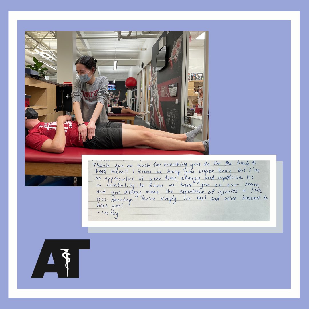 SU_SportsMed's tweet photo. Happy National Athletic Training Month, Momoe! We appreciate all that you do for our Track &amp; Field and Cross Country teams. Thank you! 🤓🌲#NATM #NATA #CATA #FWATA #CAATE #GoStanford https://t.co/yZiF9eOUca