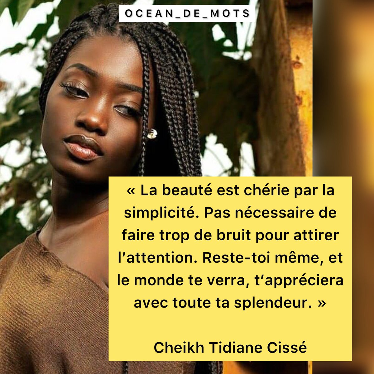 CTC_ECRIVAIN's tweet photo. La beauté est en vous, chéries la avec simplicité, avec une touche de modestie pour plus de splendeur. Bonne réflexion avec cette inspiration toujours avec CHEIKH TIDIANE CISSE dans Océan de Mots. #ctcecrivain #oceandemots https://t.co/uagUrWdTPF