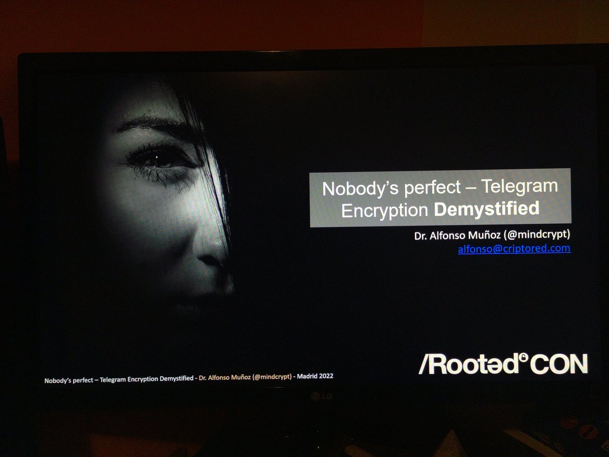 mindcrypt's tweet photo. Gracias a la @rootedcon un año más y el buen feedback recibido por mi investigación :). Ahora a recuperar fuerzas 👩🍳🛌 #Rootedcon2022 https://t.co/jbiAC82ZLr