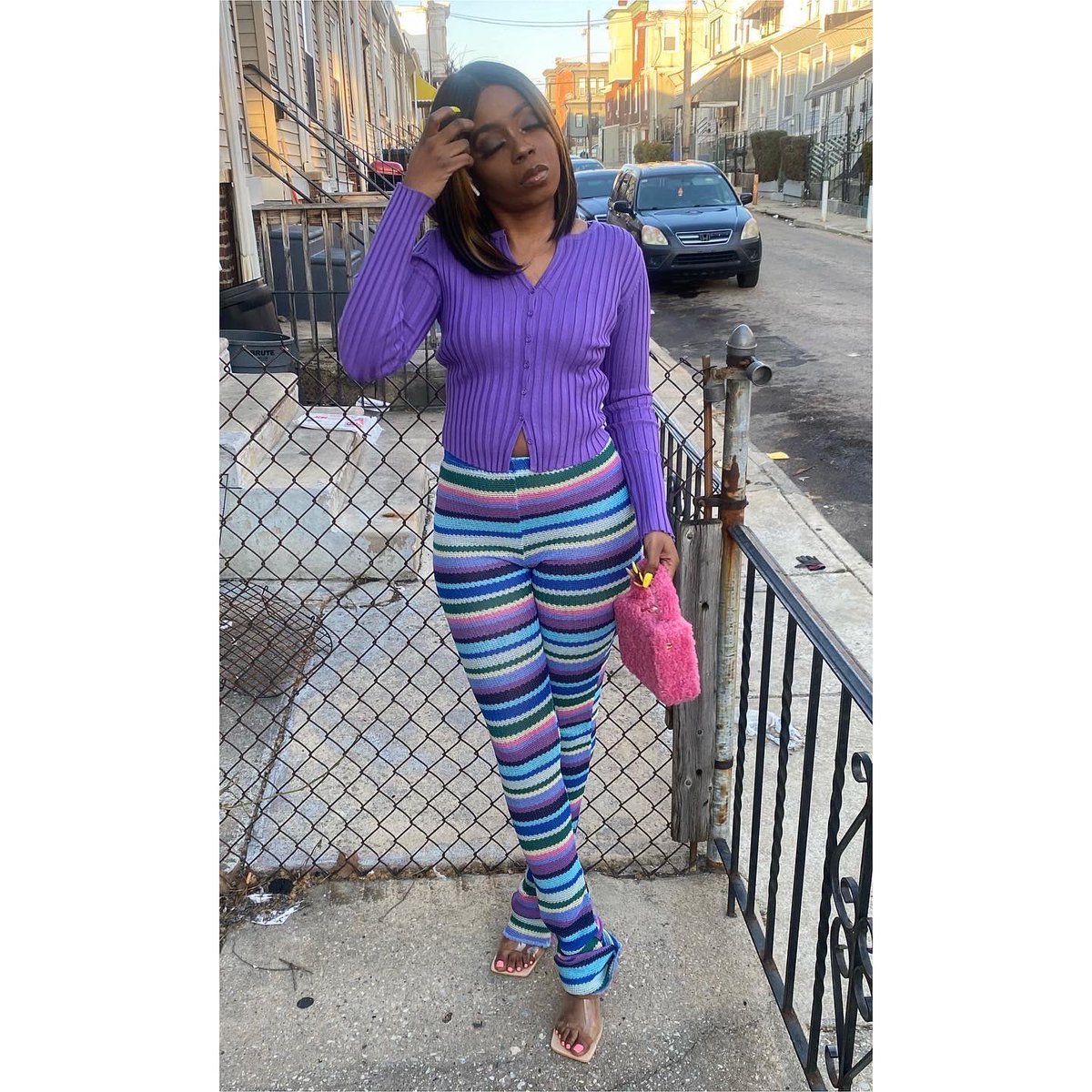 demiazure's tweet photo. “The Fuzziest” handbag paired with our knitted stacked pants. Both available on our site 💕 https://t.co/cu4OAD7UIe
#shopdemiazure #BlackOwnedBusiness #blackownedboutique
#shopblackownedmil https://t.co/HCw6L4v4Oo