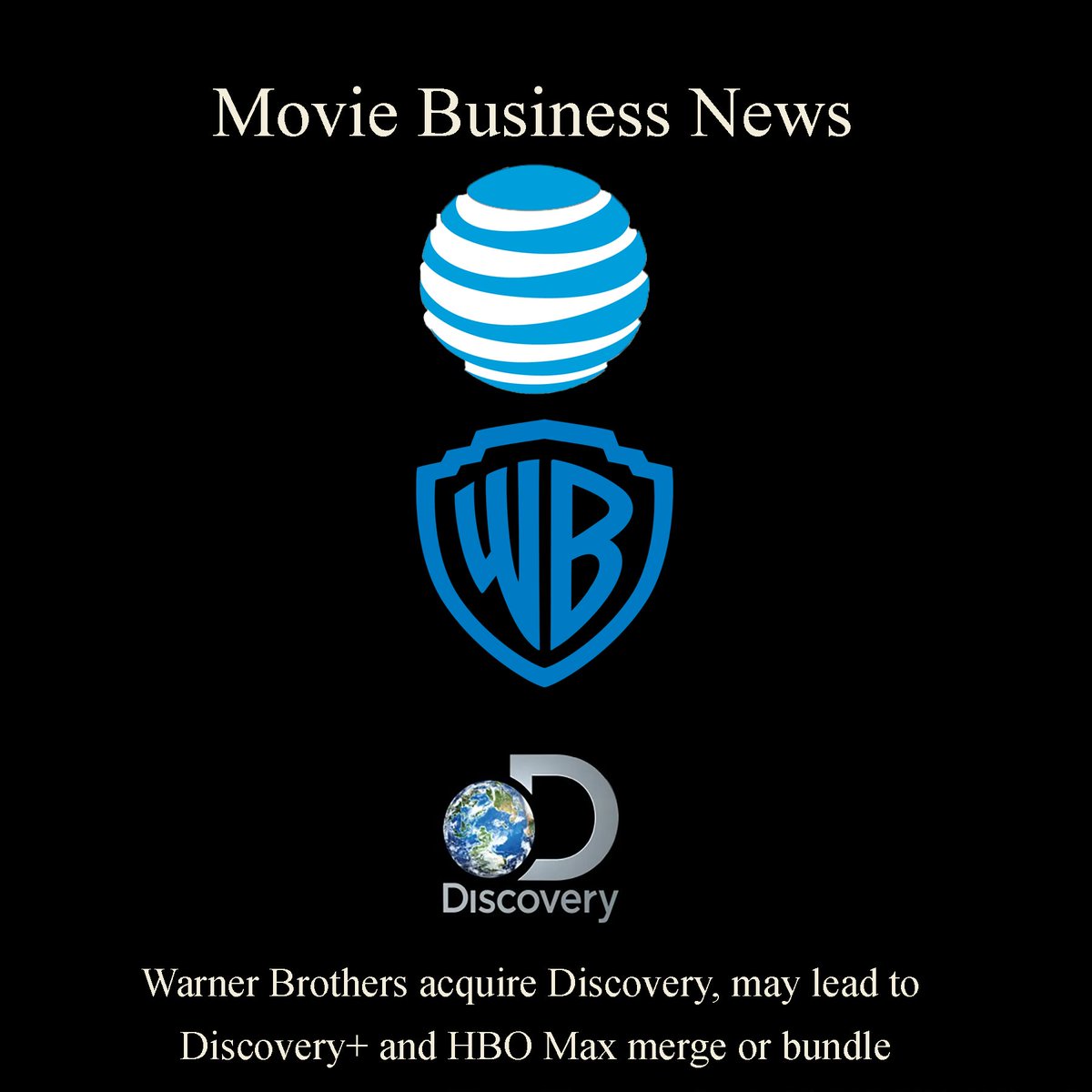 alvbpictures's tweet photo. In Business News, Warner Media acquires Discovery. Warner Media is still owned by AT&amp;T. 
#Movies #Business #HBO #Discovery https://t.co/C9H05vlAq8